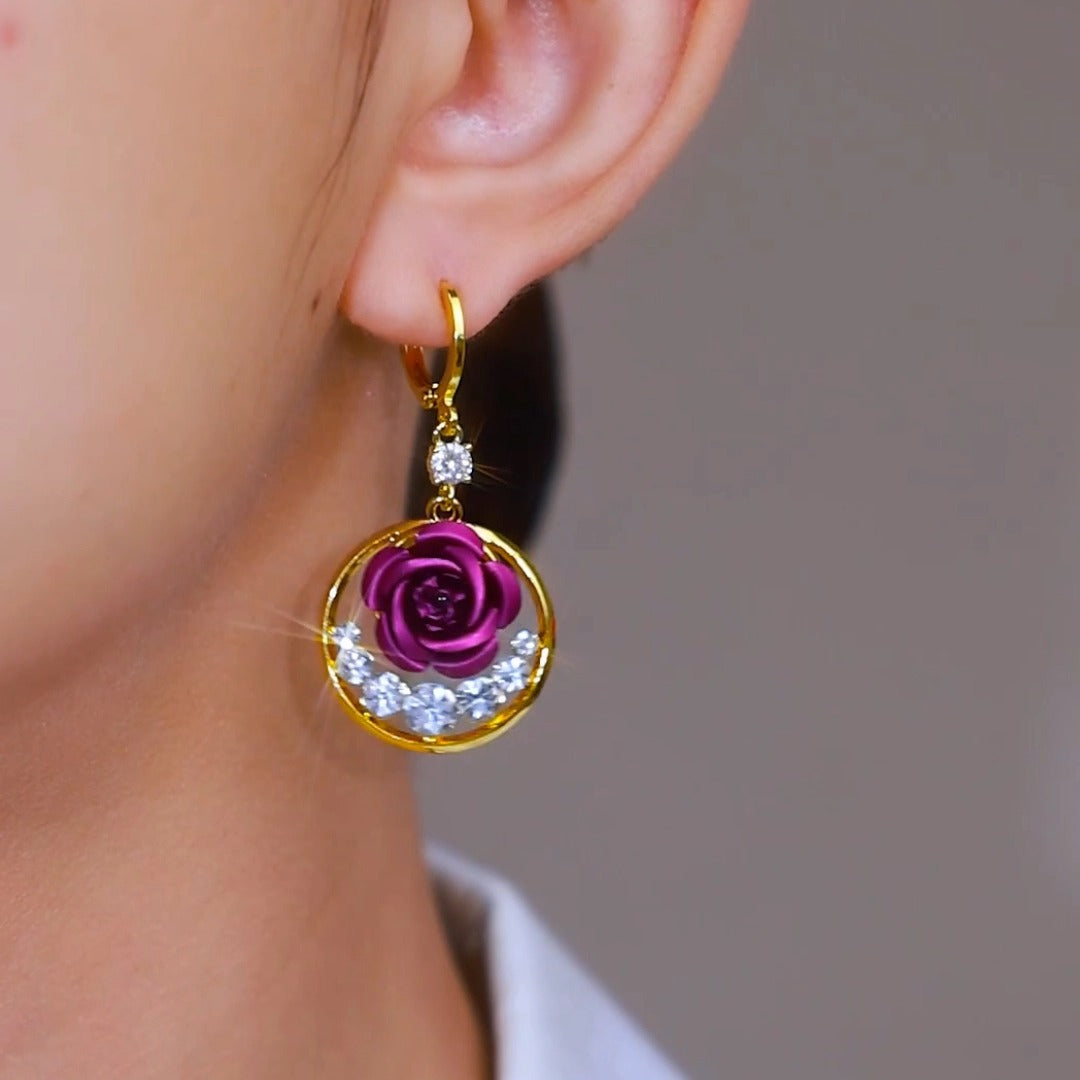 French violet earrings(24k gold plated)