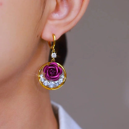 French violet earrings(24k gold plated)
