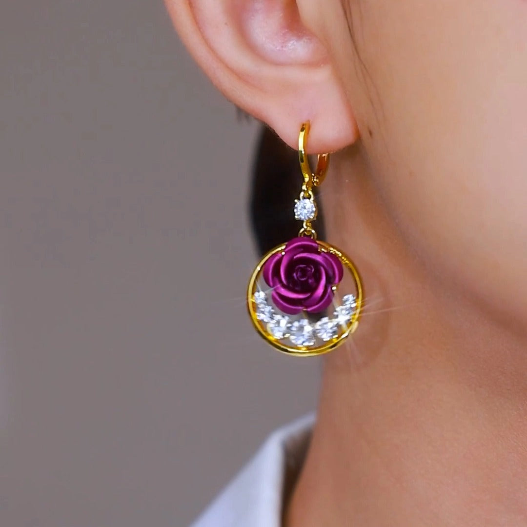 French violet earrings(24k gold plated)