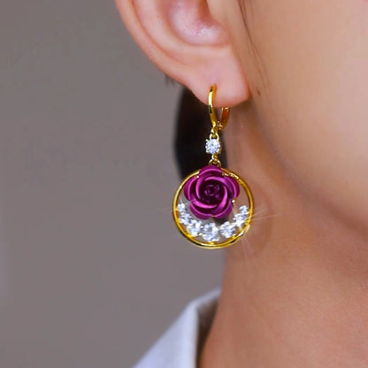 French violet earrings(24k gold plated)