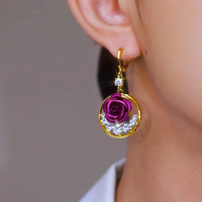 French violet earrings(24k gold plated)