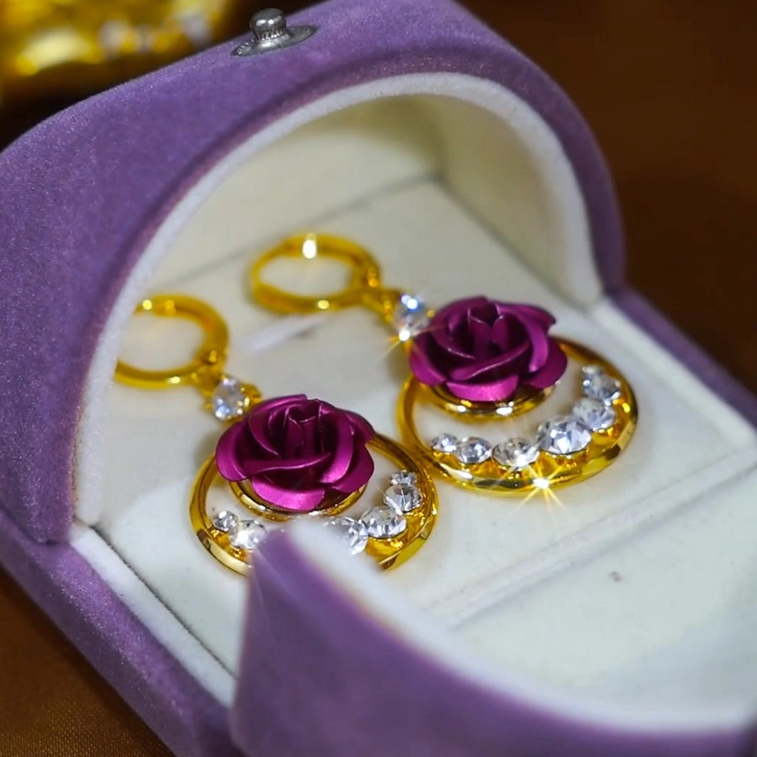 French violet earrings(24k gold plated)
